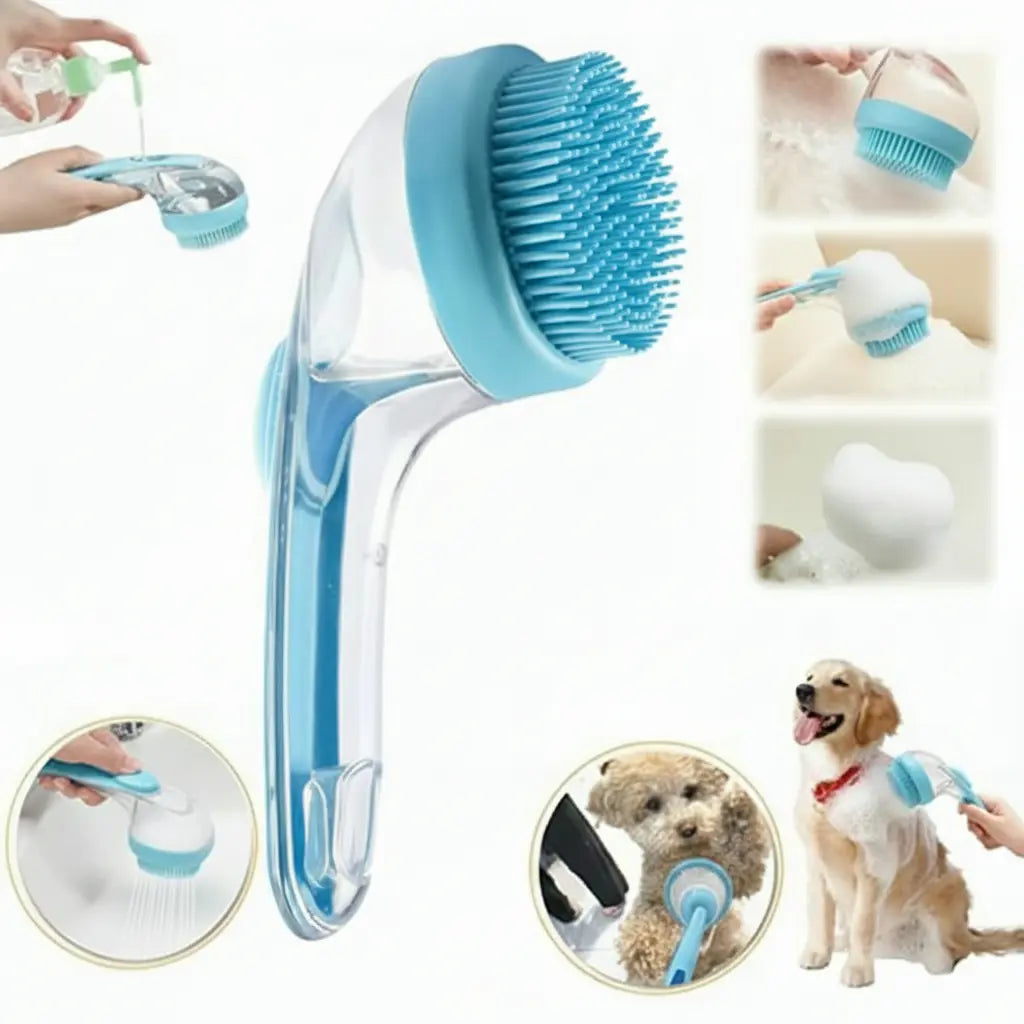 ✨2026 New 2-in-1 Pet Bath & Grooming Brush | Built-in Soap Dispenser | 8in×3in×4in | Gentle Massage Deshedding Tool for Dogs & Cats, Boost Blood Circulation & Enhance Hair Care