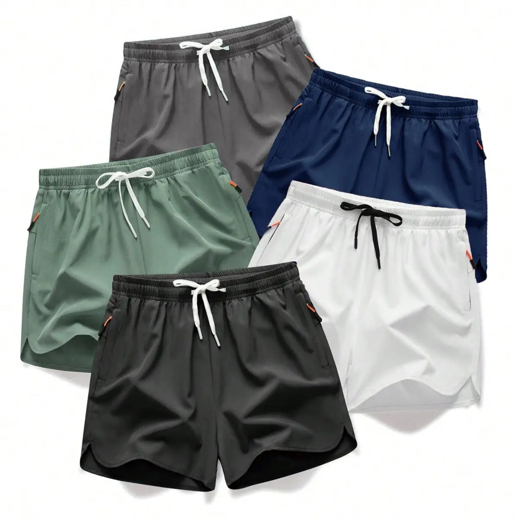 Men's Summer Lightweight Breathable Quick-Dry Beach Shorts with Drawstring & Zipper Pockets, Casual Daily Wear, Ideal Gift for Him, Quick-Dry Tropical Style Swim Trunks