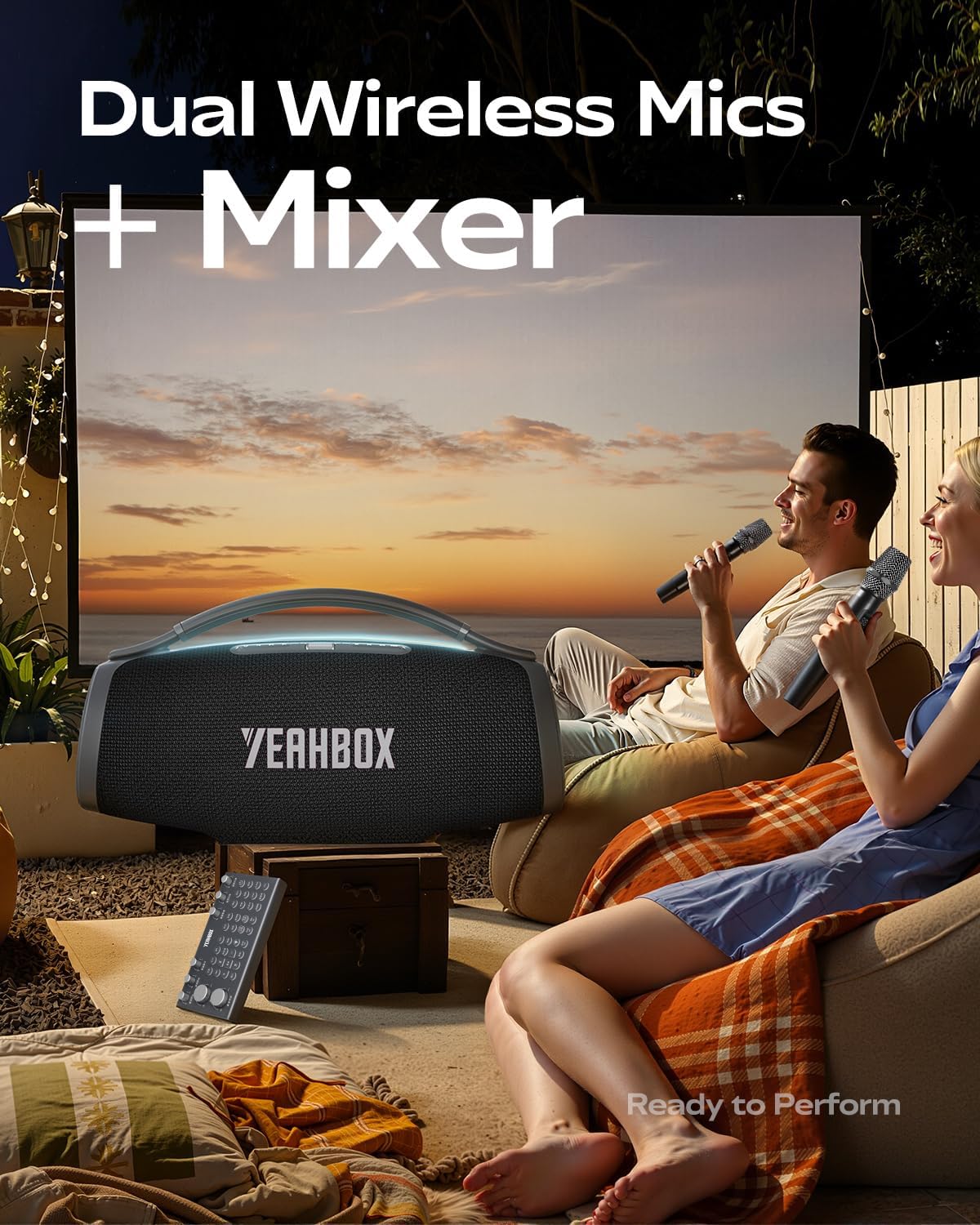 500W Party Speaker with 2 Mics
