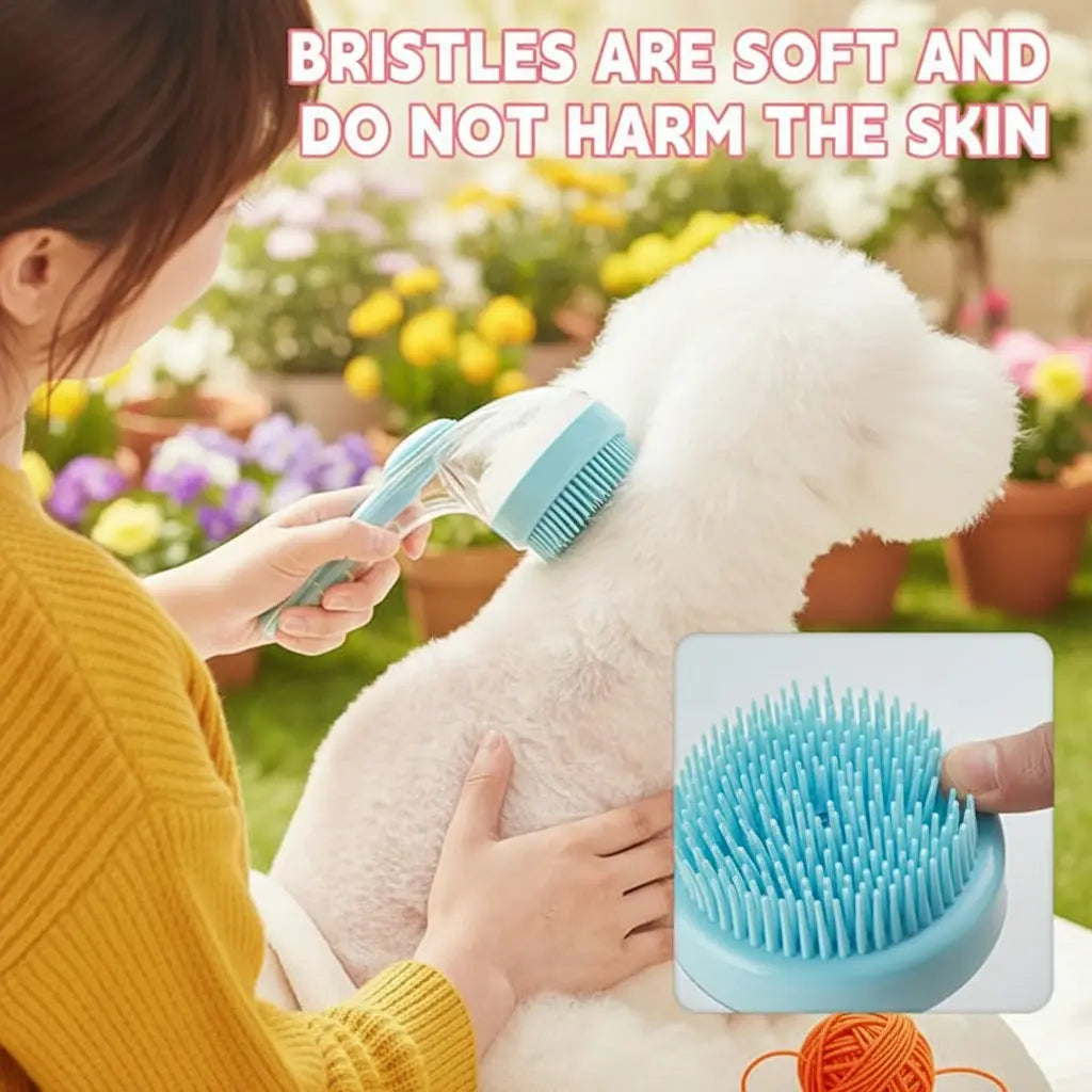 ✨2026 New 2-in-1 Pet Bath & Grooming Brush | Built-in Soap Dispenser | 8in×3in×4in | Gentle Massage Deshedding Tool for Dogs & Cats, Boost Blood Circulation & Enhance Hair Care