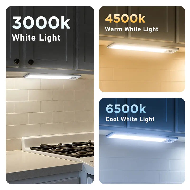 ✨Motion Sensor Under Cabinet Lights,1500mAh USB Rechargeable Night Light Indoor,Magnetic Mount Dimmable Closet Light for Kitchen,Wardrobe,Pantry,Bathroom,Stairs,Sink Cabinet,Garage