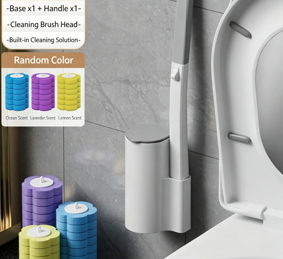 🚽 Disposable Toilet Brush Set ✨ Wall Mount Sanitary Cleaner With Preloaded Refill Heads | Limited Time Big Discount
