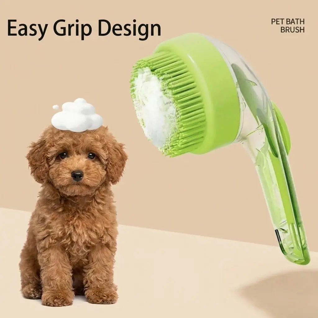 ✨2026 New 2-in-1 Pet Bath & Grooming Brush | Built-in Soap Dispenser | 8in×3in×4in | Gentle Massage Deshedding Tool for Dogs & Cats, Boost Blood Circulation & Enhance Hair Care
