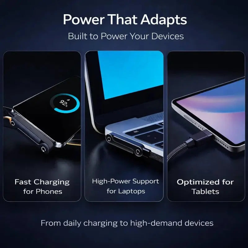 ⚡ 240W Fast Charging Cable — 2-in-1 Foldable Phone Stand, 90° Elbow Braided USB-C Cord