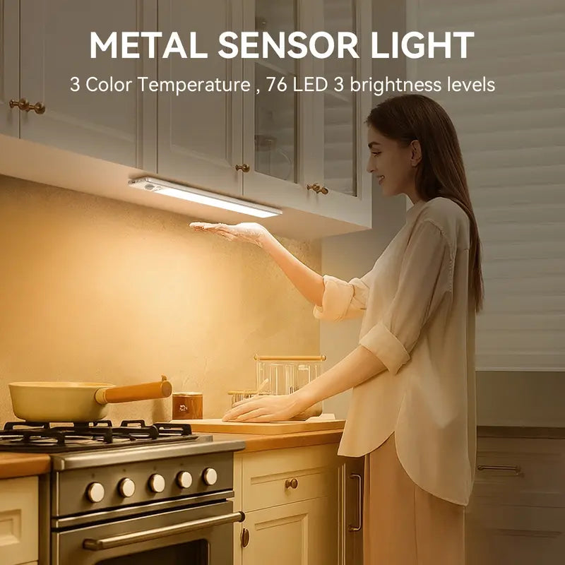 ✨Motion Sensor Under Cabinet Lights,1500mAh USB Rechargeable Night Light Indoor,Magnetic Mount Dimmable Closet Light for Kitchen,Wardrobe,Pantry,Bathroom,Stairs,Sink Cabinet,Garage